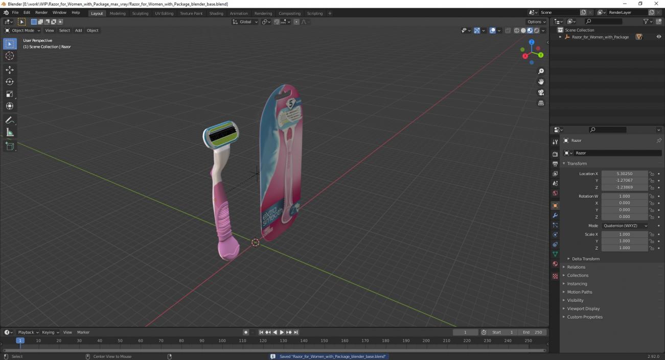 3D Razor for Women with Package model