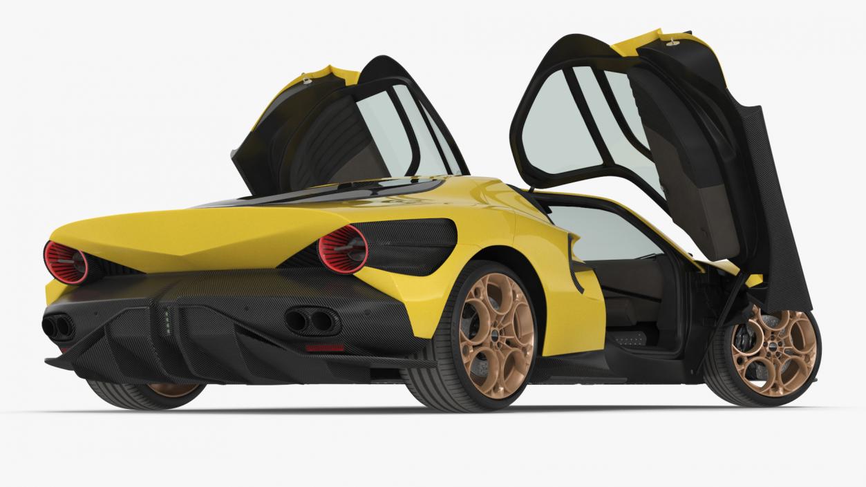 Luxurious Supercar Coupe Yellow Rigged for Maya 3D