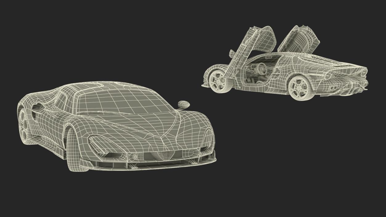 Luxurious Supercar Coupe Yellow Rigged for Maya 3D