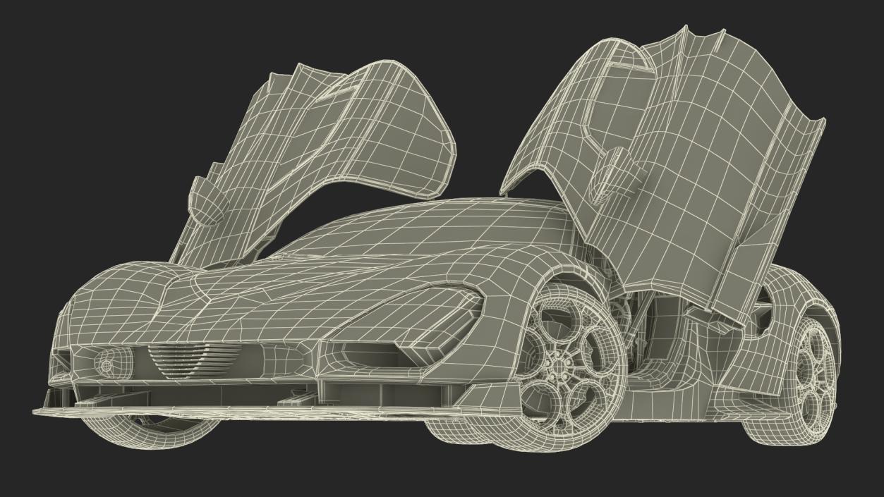 Luxurious Supercar Coupe Yellow Rigged for Maya 3D