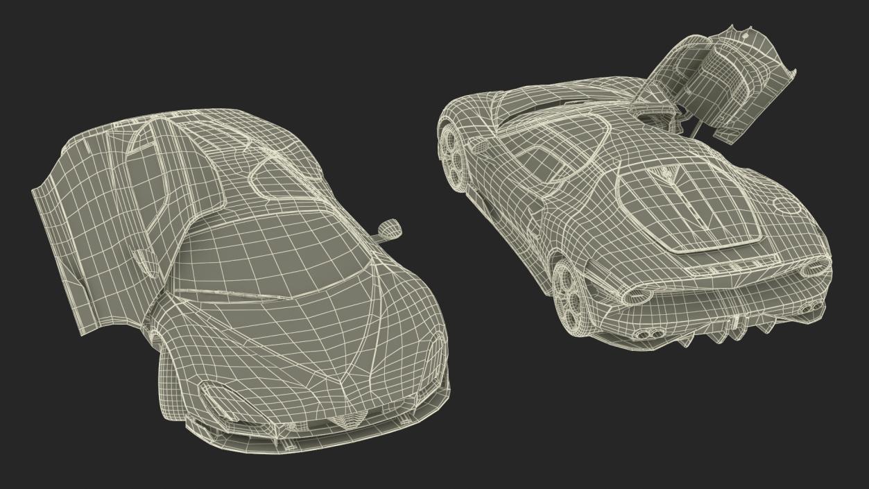 Luxurious Supercar Coupe Yellow Rigged for Maya 3D