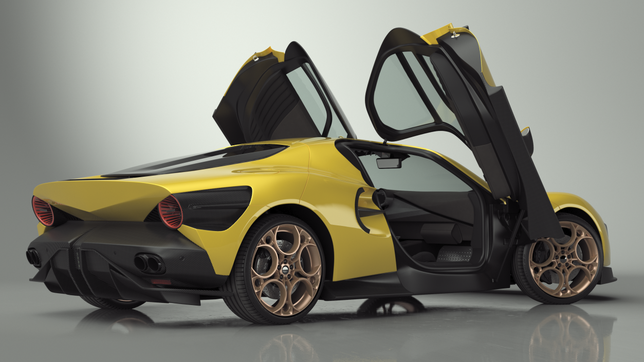 Luxurious Supercar Coupe Yellow Rigged for Maya 3D