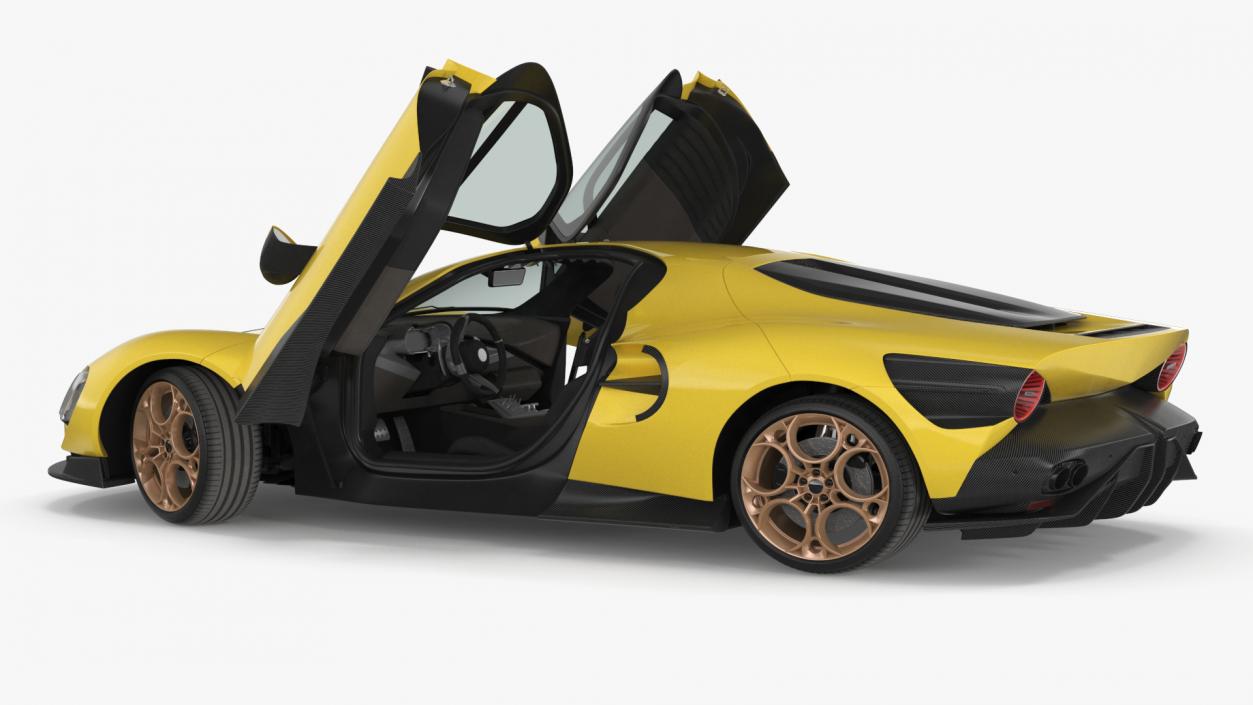 Luxurious Supercar Coupe Yellow Rigged for Maya 3D