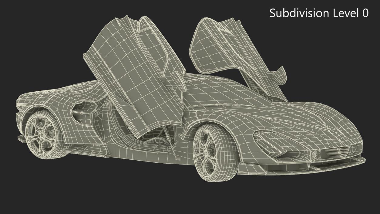 Luxurious Supercar Coupe Yellow Rigged for Maya 3D