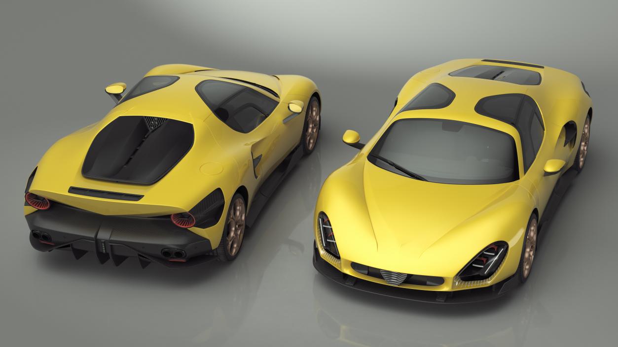 Luxurious Supercar Coupe Yellow Rigged for Maya 3D