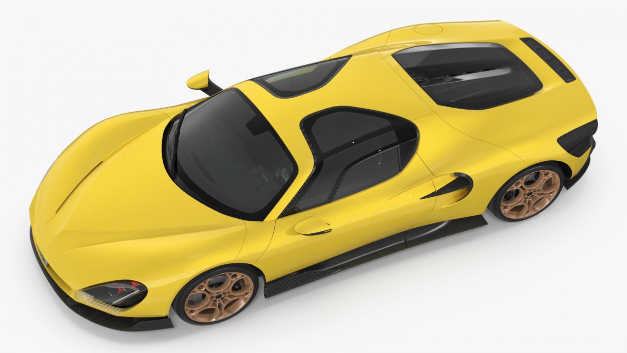 Luxurious Supercar Coupe Yellow Rigged for Maya 3D