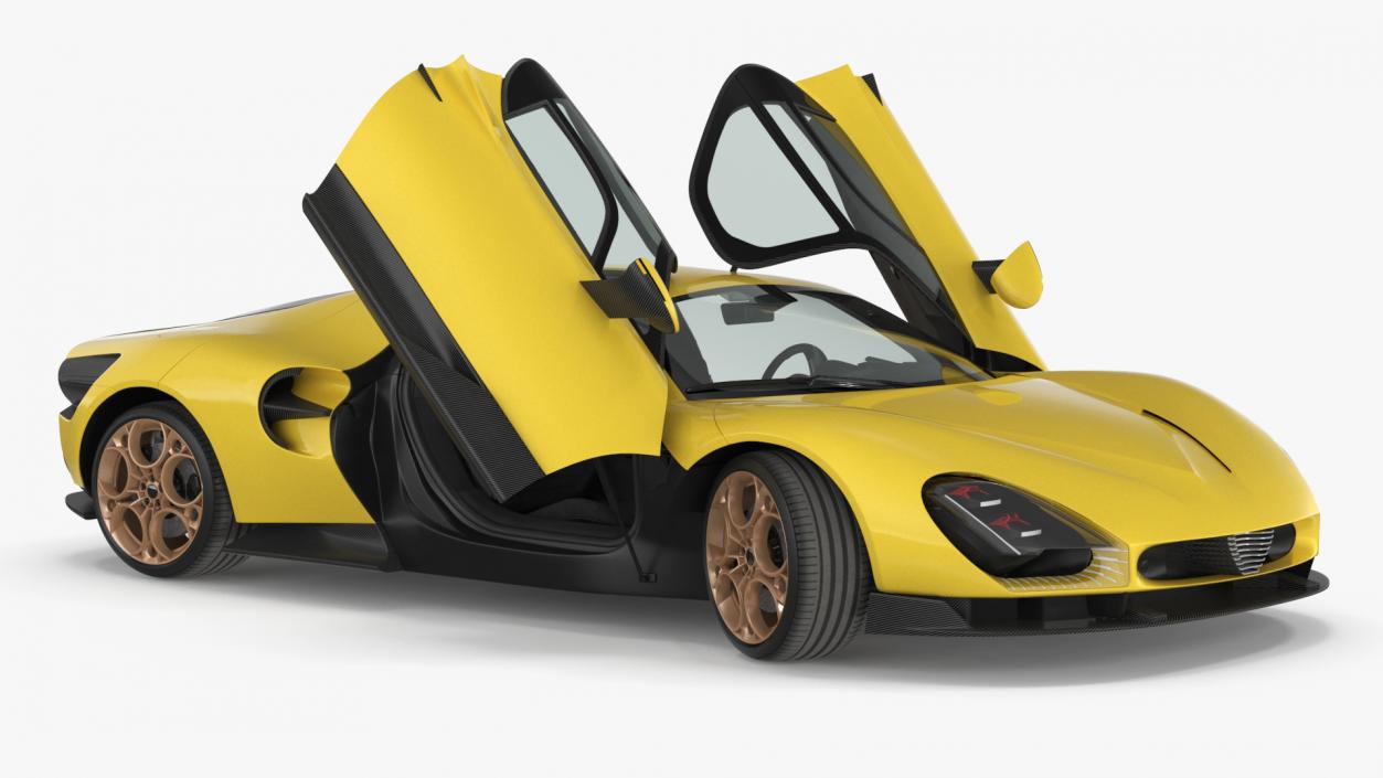 Luxurious Supercar Coupe Yellow Rigged for Maya 3D