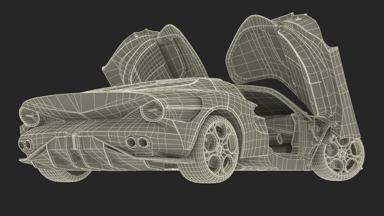 Luxurious Supercar Coupe Yellow Rigged for Maya 3D