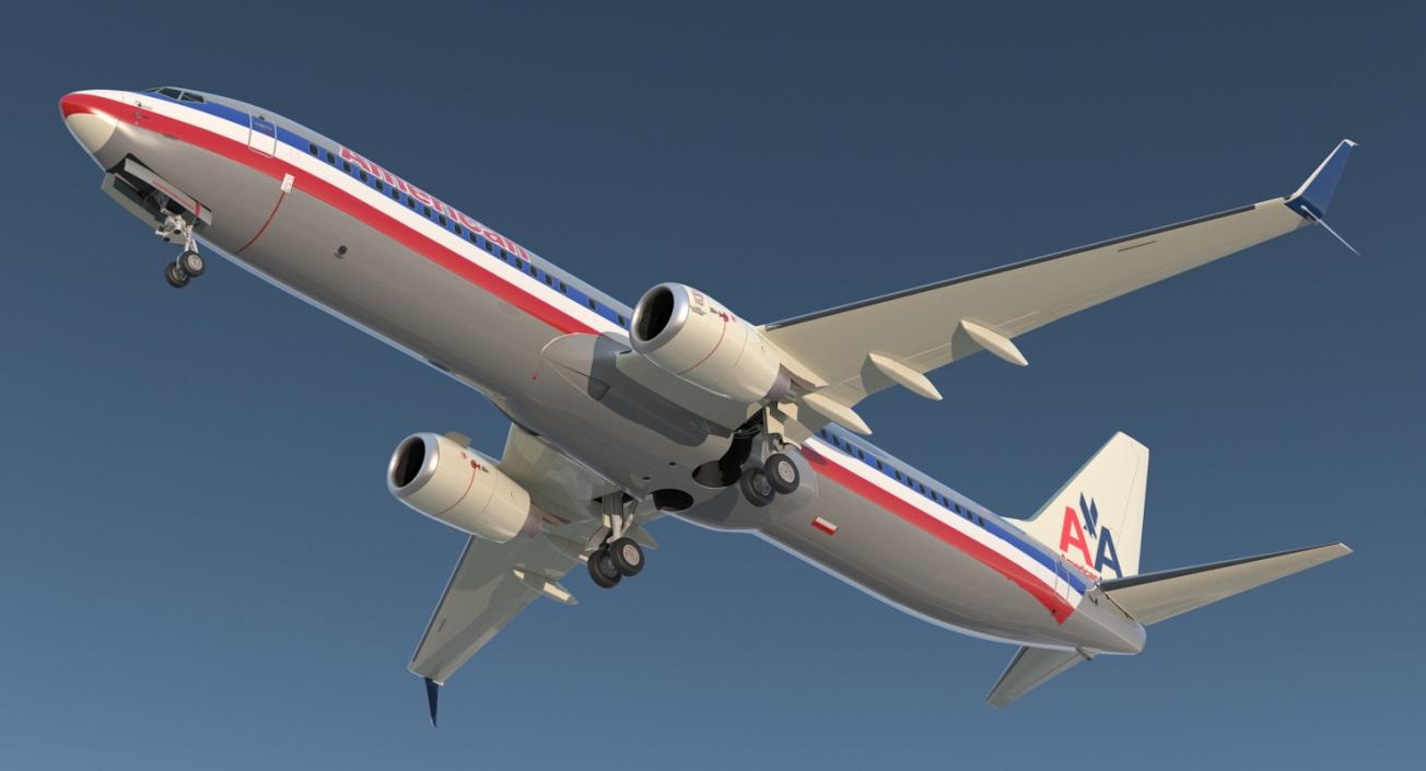 3D model Boeing 737-900 with Interior and Cockpit American Airlines Rigged