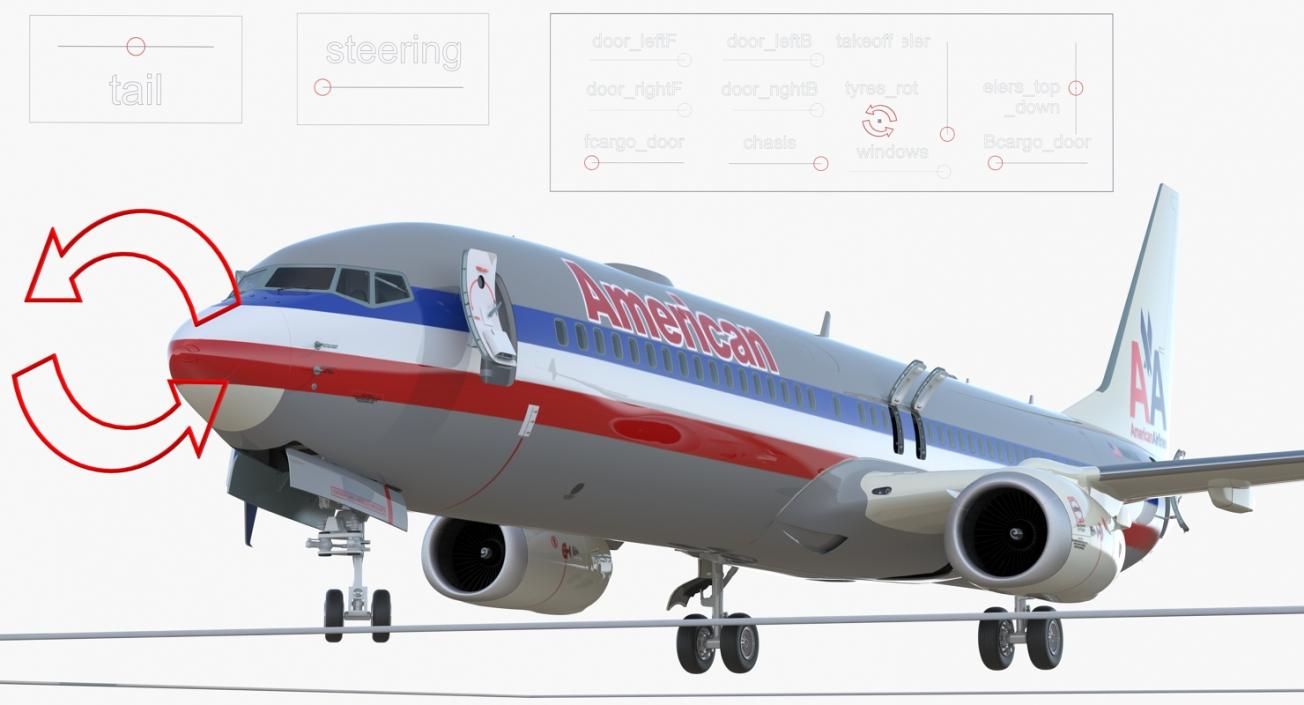 3D model Boeing 737-900 with Interior and Cockpit American Airlines Rigged