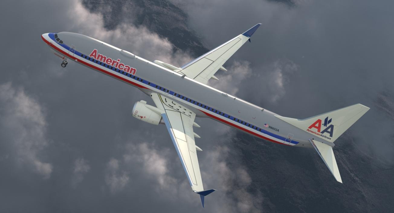 3D model Boeing 737-900 with Interior and Cockpit American Airlines Rigged