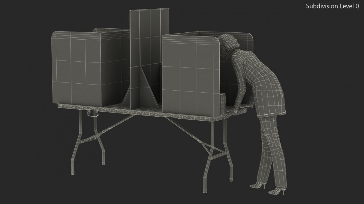 Elderly Lady with Voting Table Rigged 3D