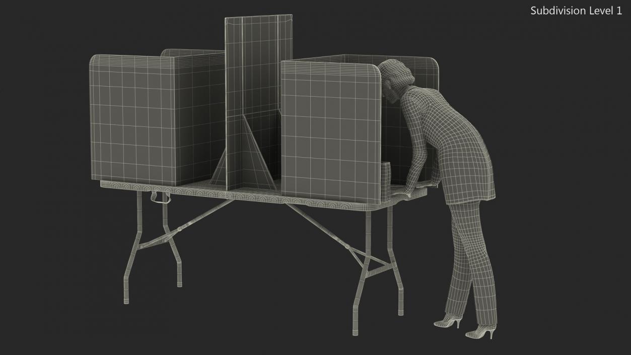 Elderly Lady with Voting Table Rigged 3D