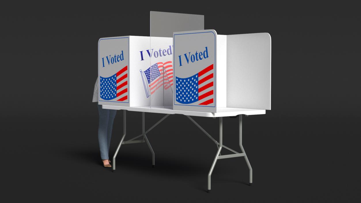 Elderly Lady with Voting Table Rigged 3D