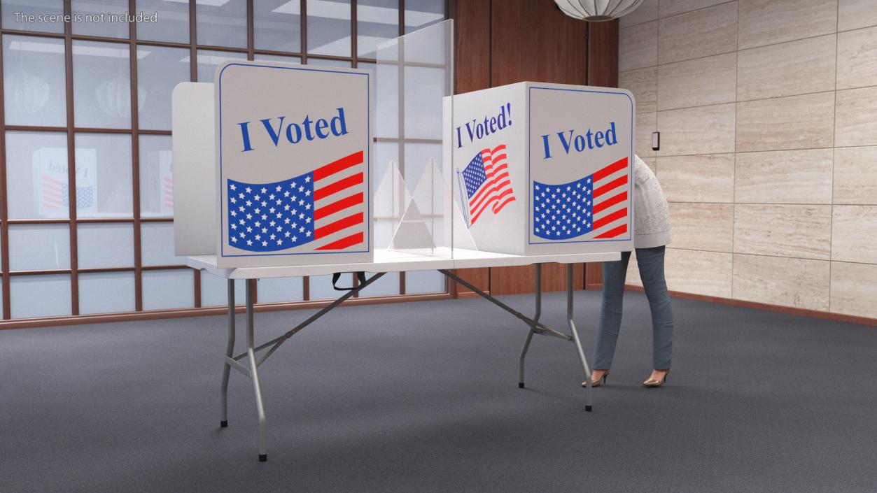 Elderly Lady with Voting Table Rigged 3D