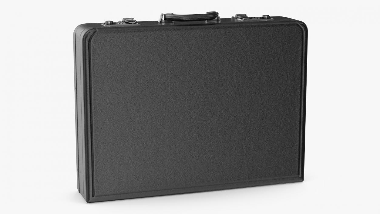 3D Hard Attache Leather Briefcase Black