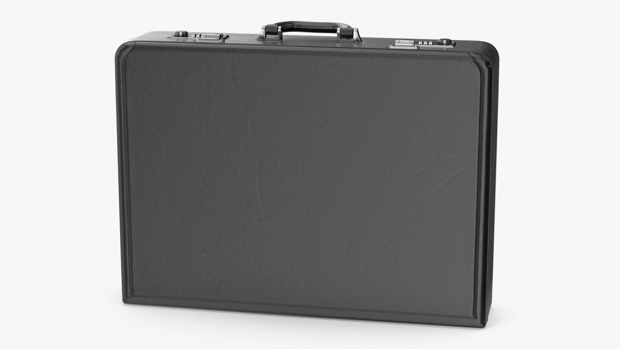 3D Hard Attache Leather Briefcase Black