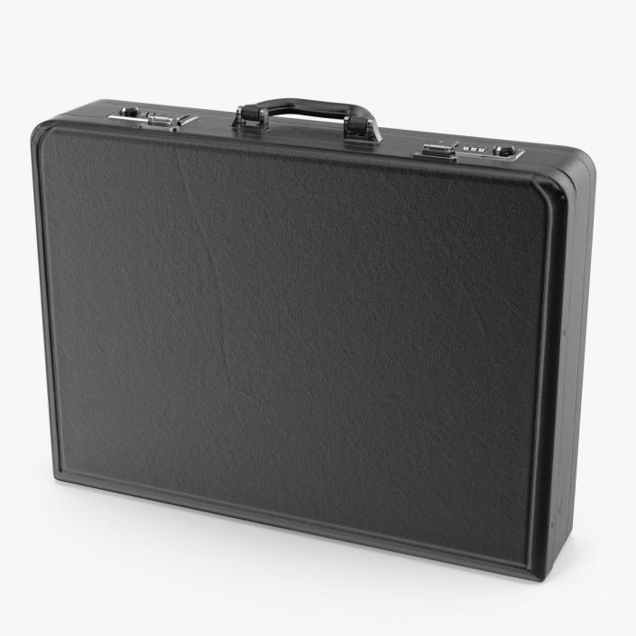 3D Hard Attache Leather Briefcase Black