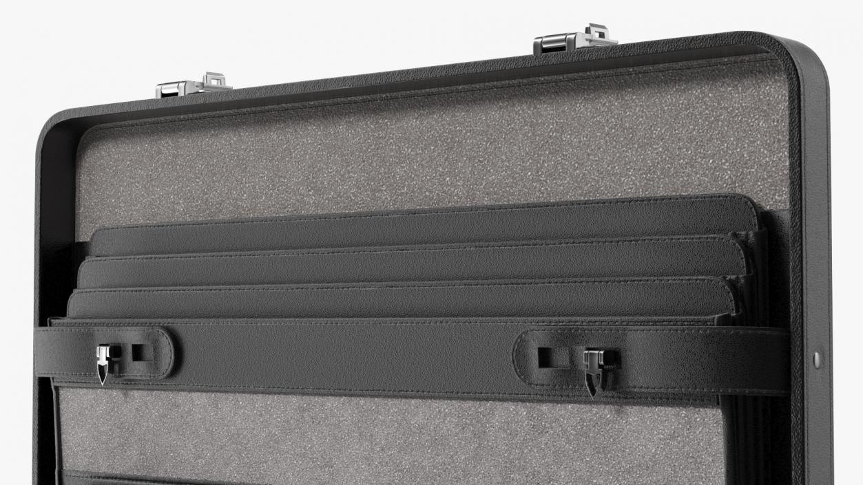 3D Hard Attache Leather Briefcase Black