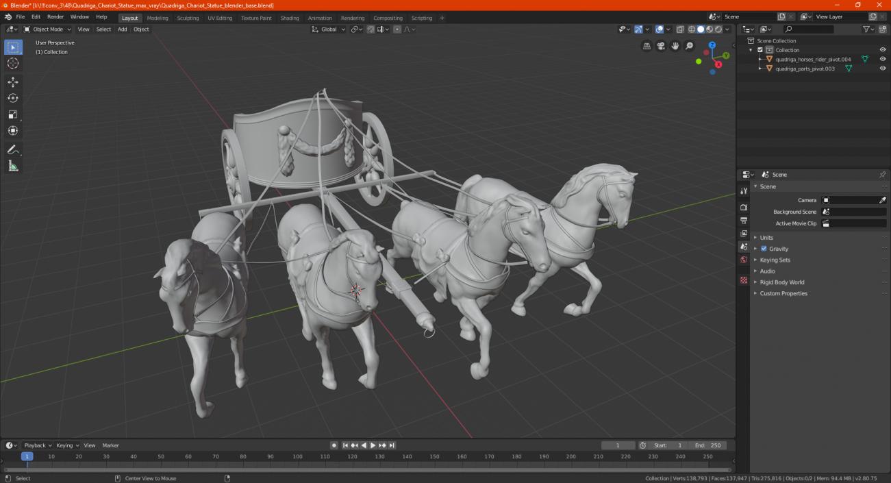 3D Quadriga Chariot Statue model