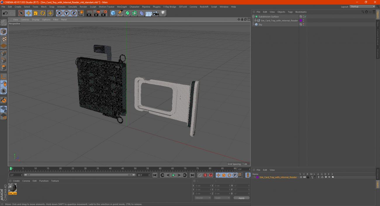 Sim Card Tray with Internal Reader 3D model