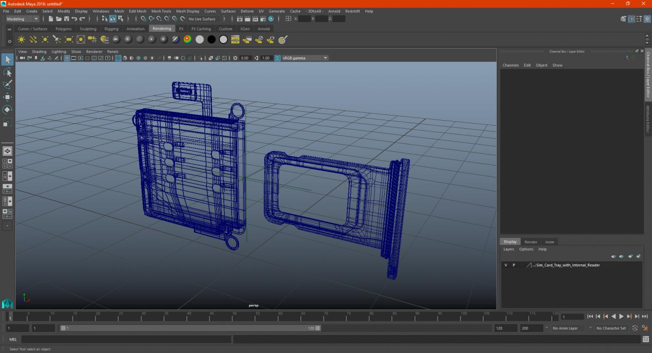 Sim Card Tray with Internal Reader 3D model