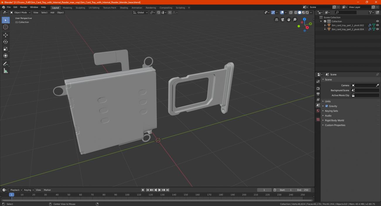 Sim Card Tray with Internal Reader 3D model