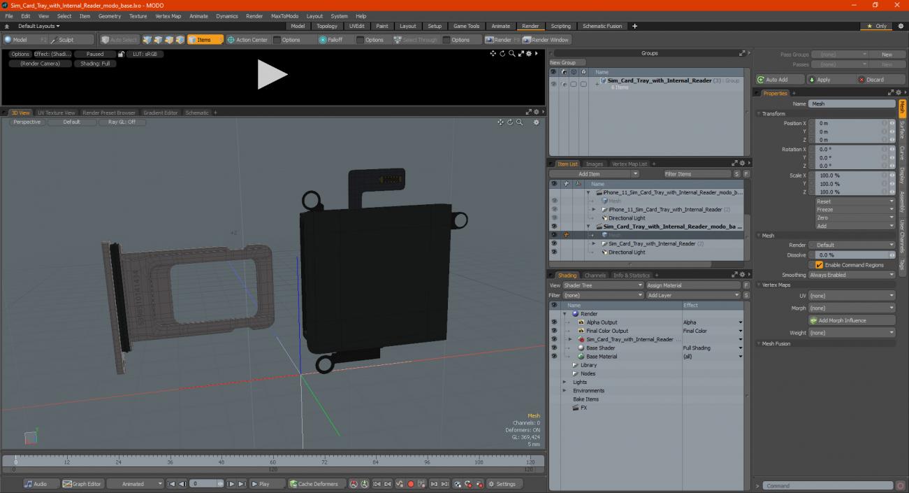 Sim Card Tray with Internal Reader 3D model