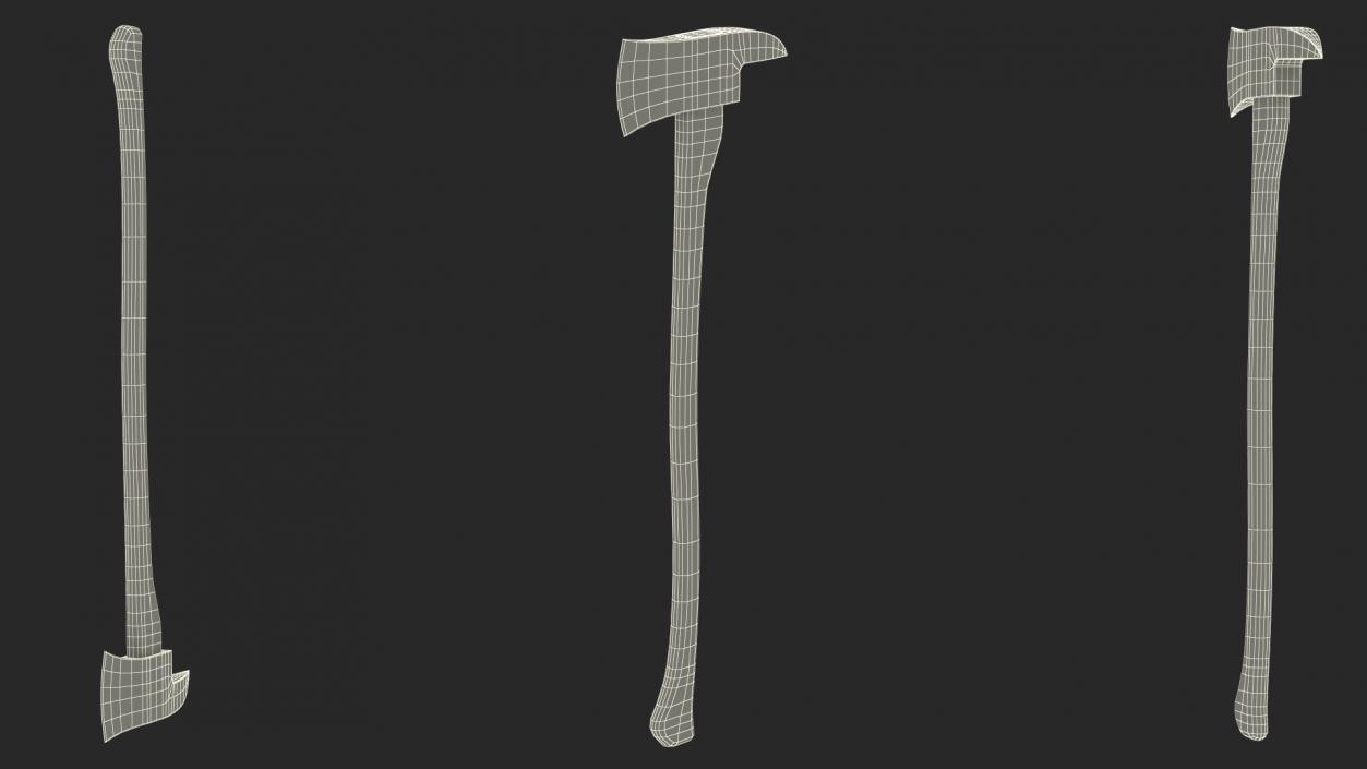 3D model Pickhead Fire Axe with Wooden Handle Old