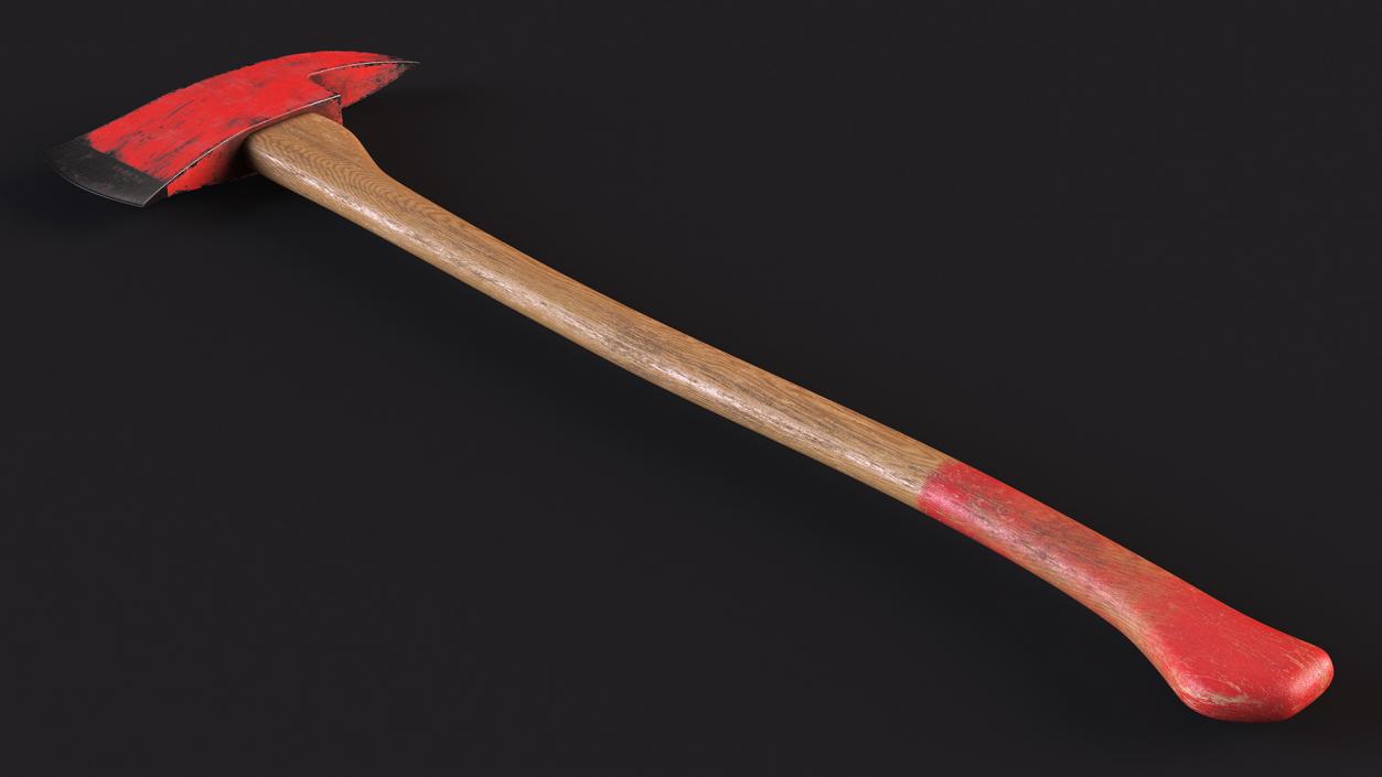 3D model Pickhead Fire Axe with Wooden Handle Old