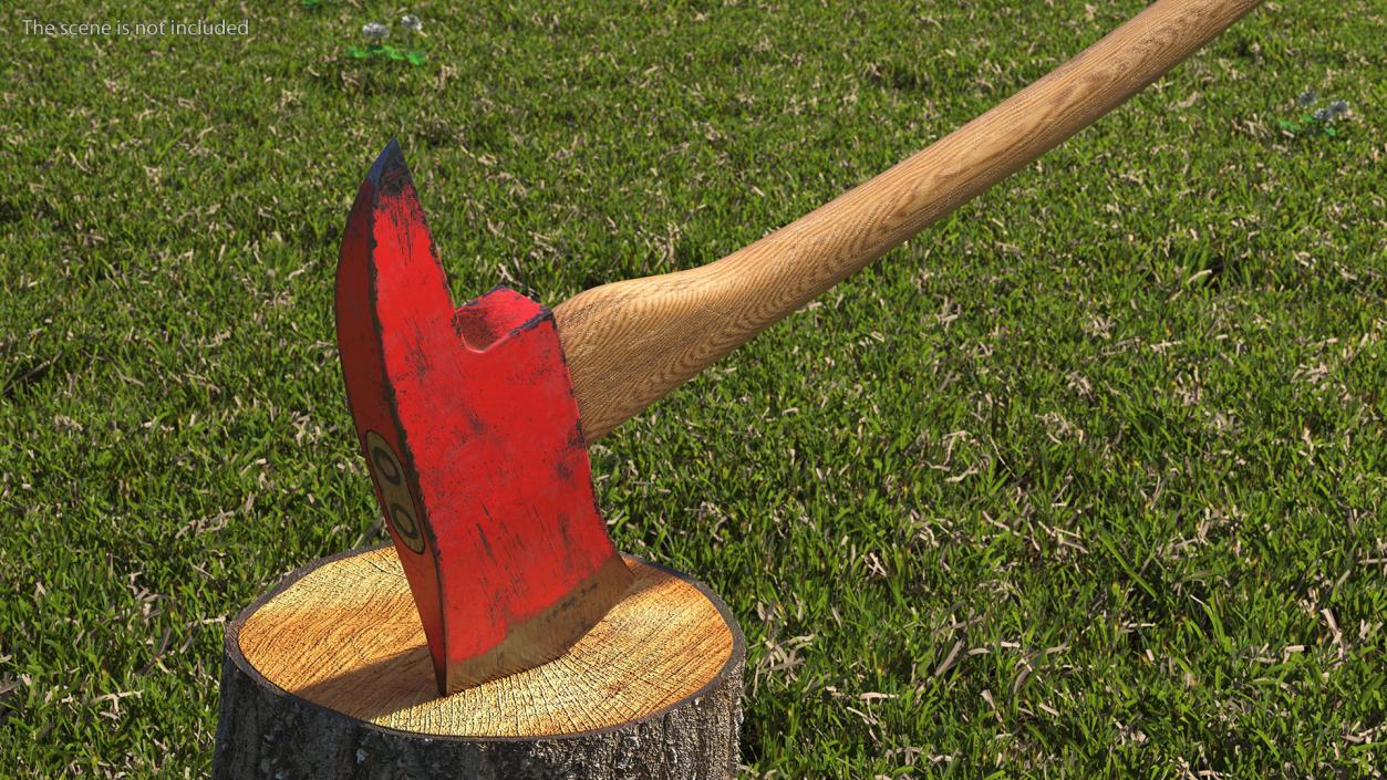 3D model Pickhead Fire Axe with Wooden Handle Old