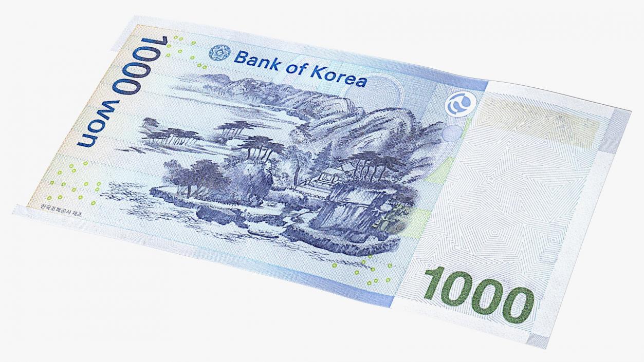 South Korean 1000 Won Banknote Bundle 3D