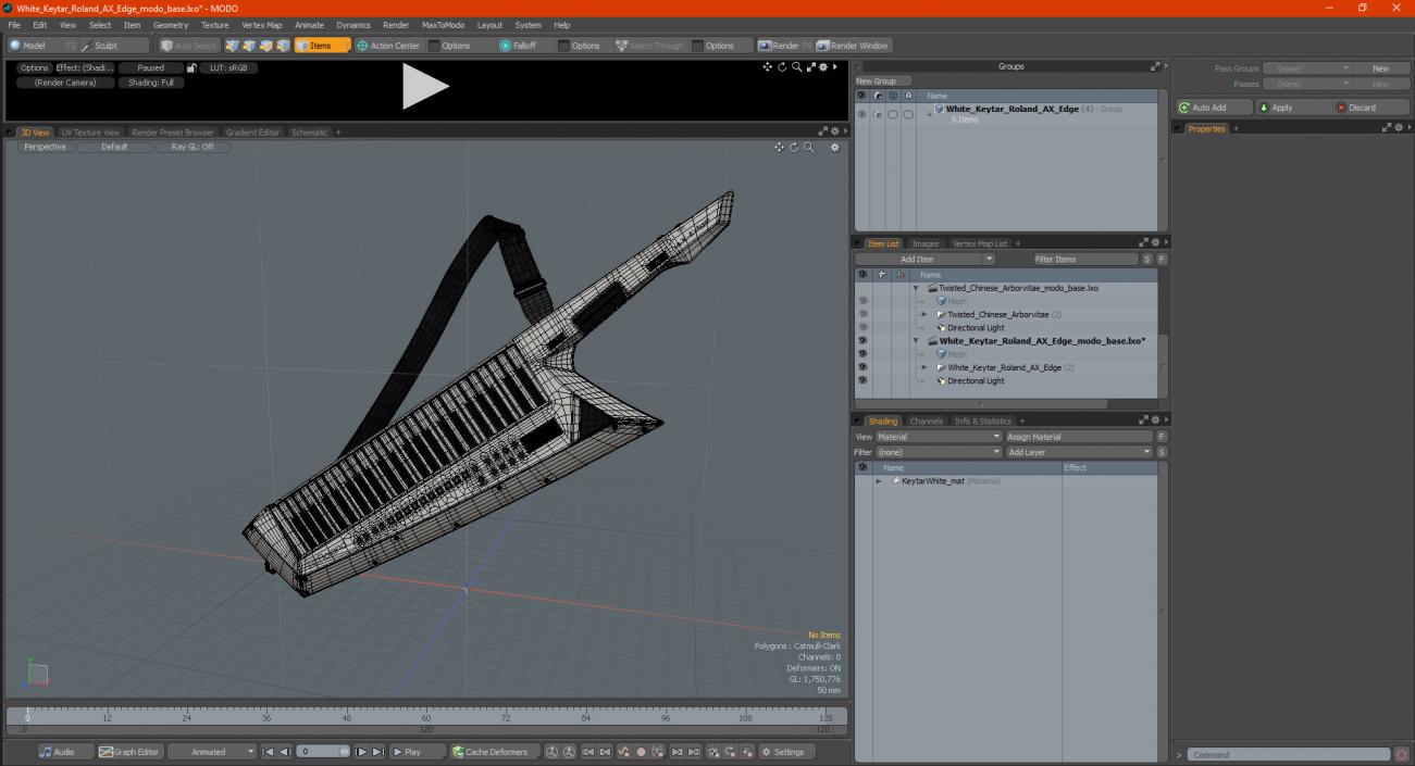 White Keytar Roland AX Edge 3D