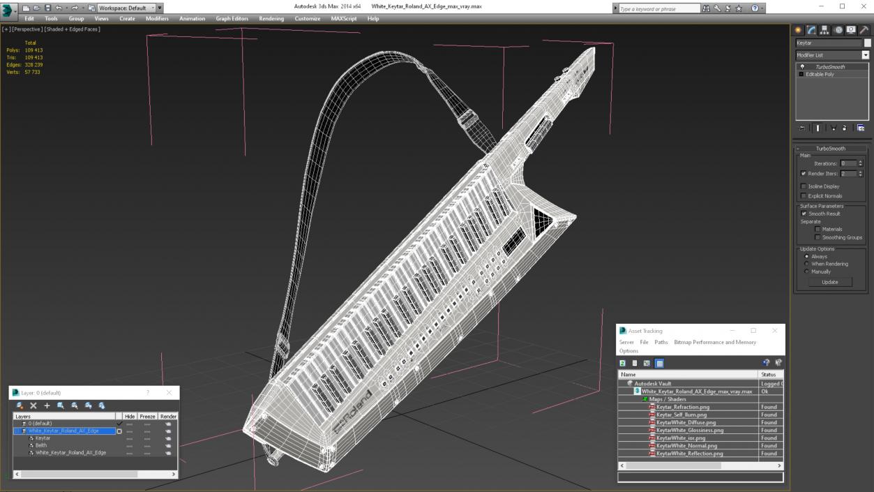 White Keytar Roland AX Edge 3D