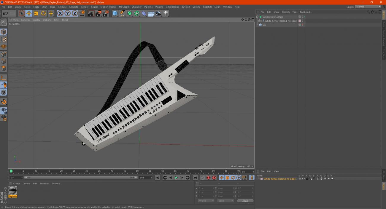 White Keytar Roland AX Edge 3D