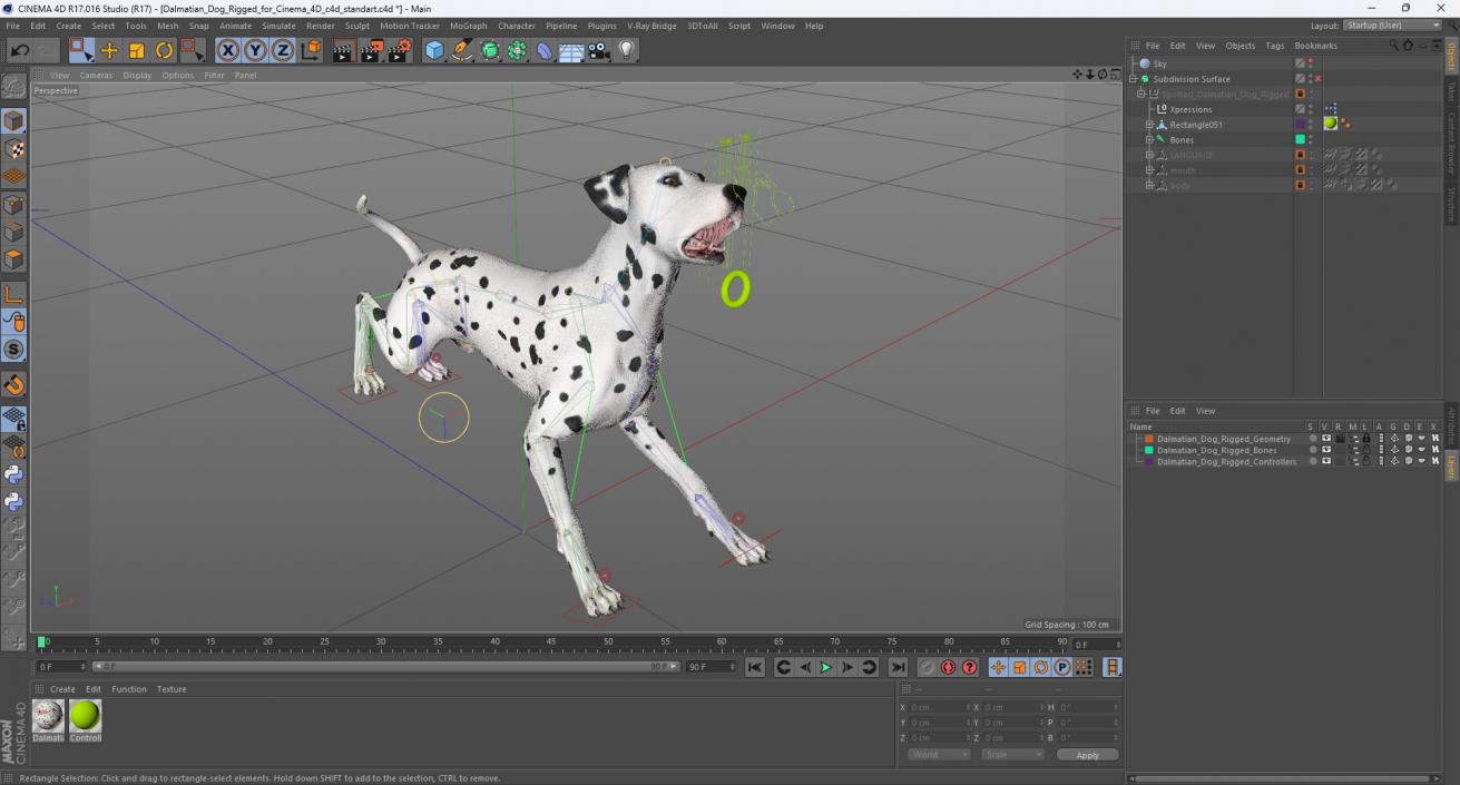 Dalmatian Dog Rigged for Cinema 4D 3D model