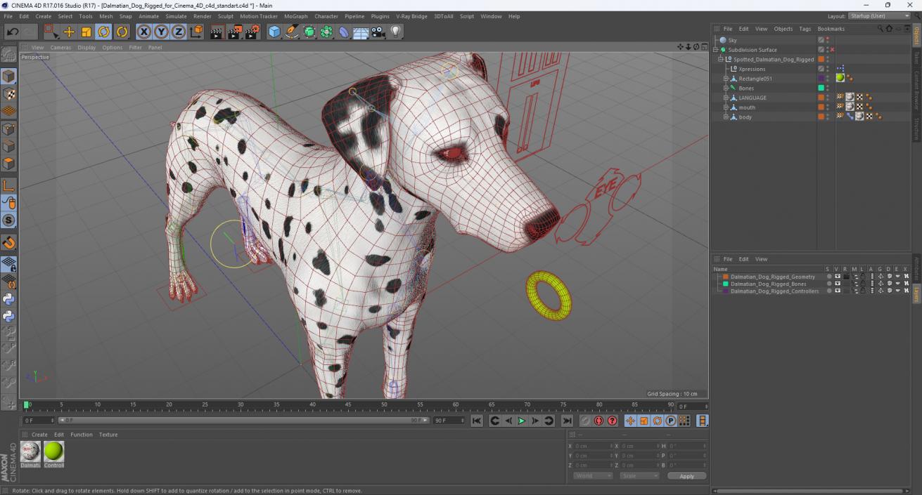 Dalmatian Dog Rigged for Cinema 4D 3D model