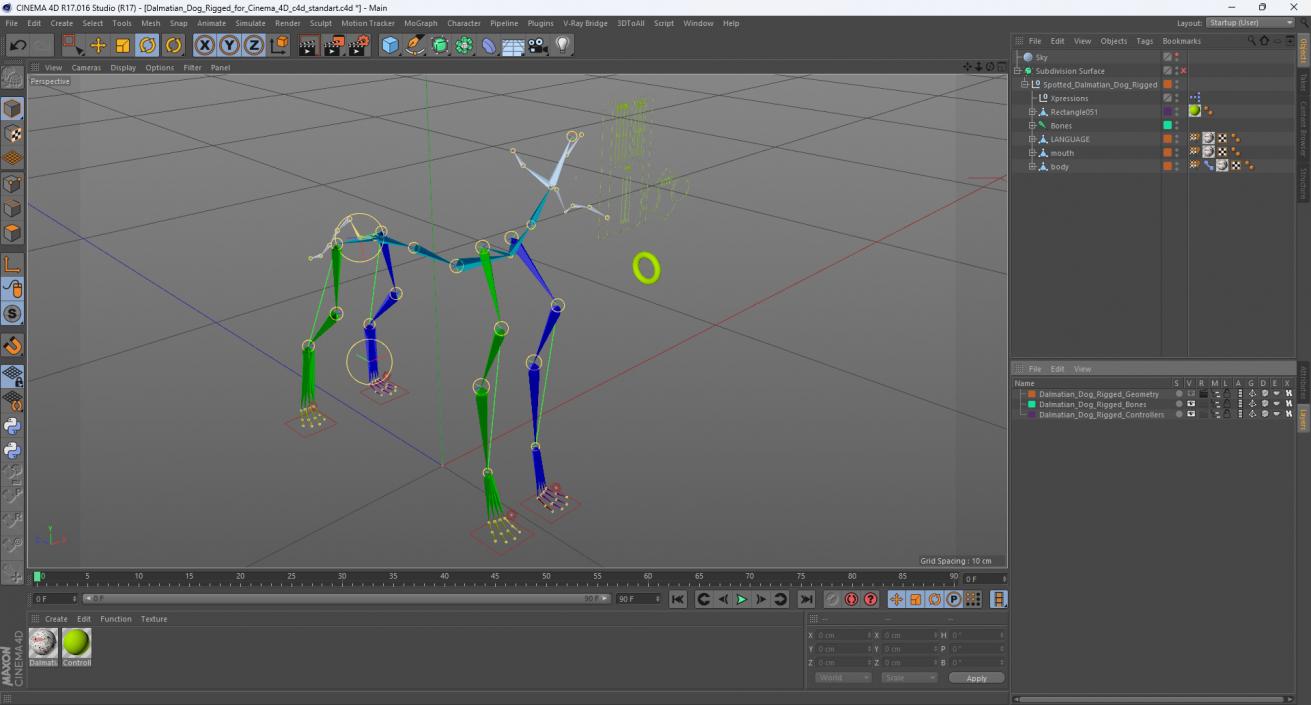 Dalmatian Dog Rigged for Cinema 4D 3D model