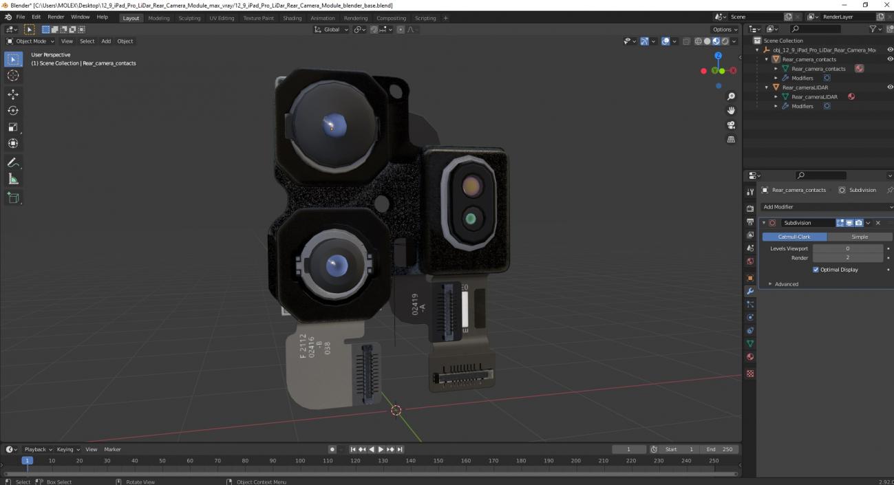 3D 12 9 iPad Pro LiDar Rear Camera Module model