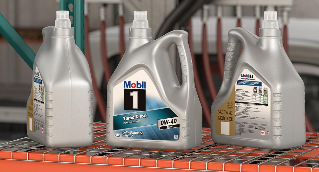 Opened 4L Mobil Motor Oil Bottle 3D