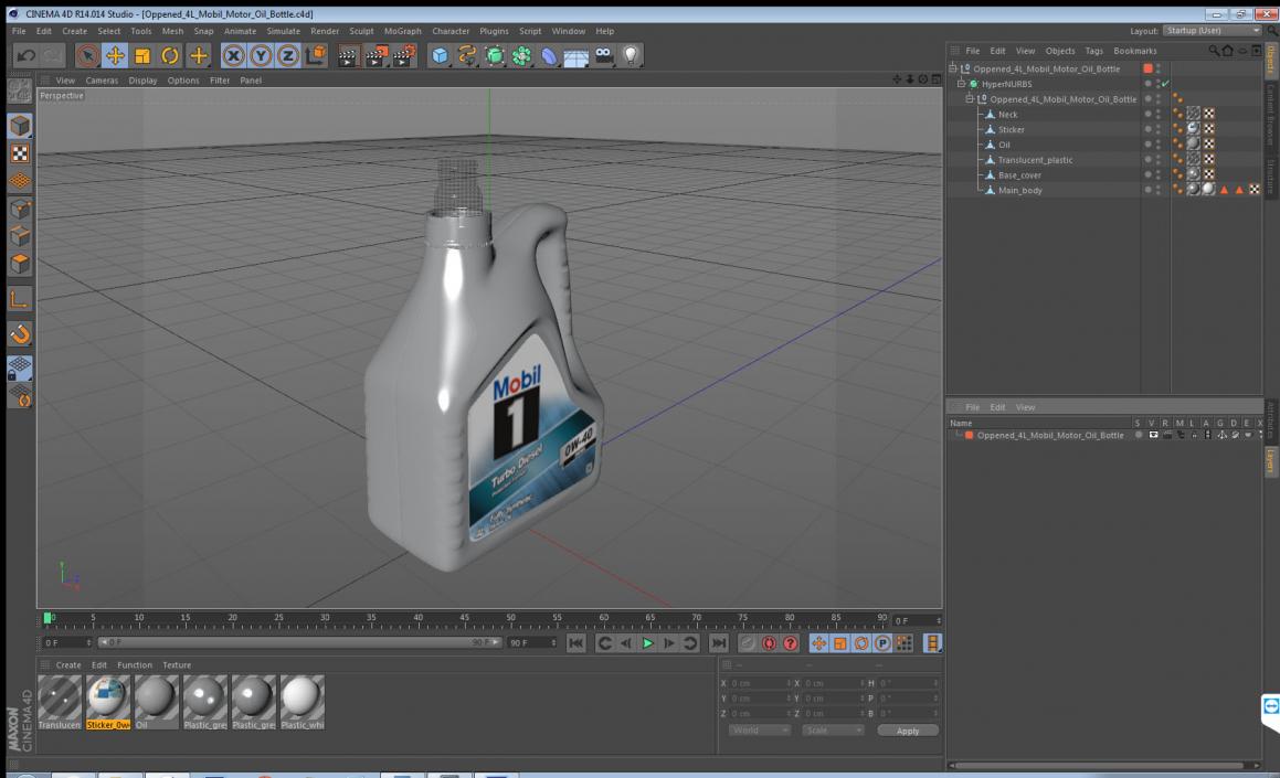 Opened 4L Mobil Motor Oil Bottle 3D