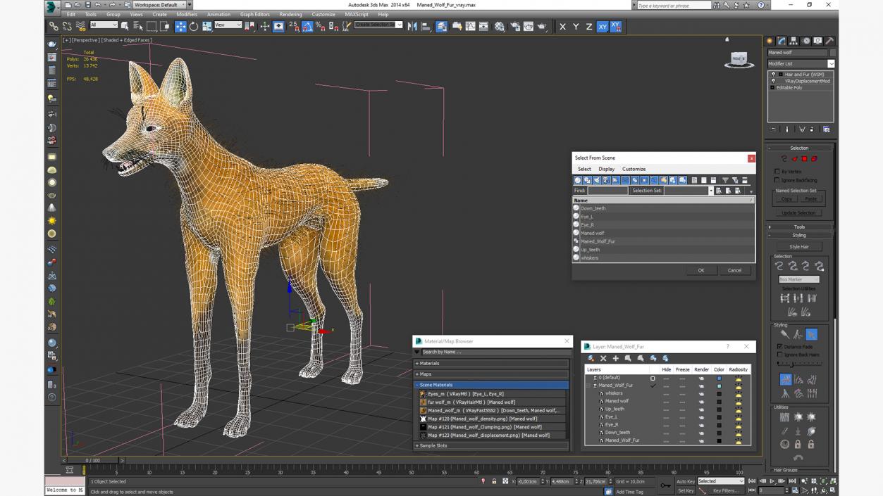 Maned Wolf Fur 3D model