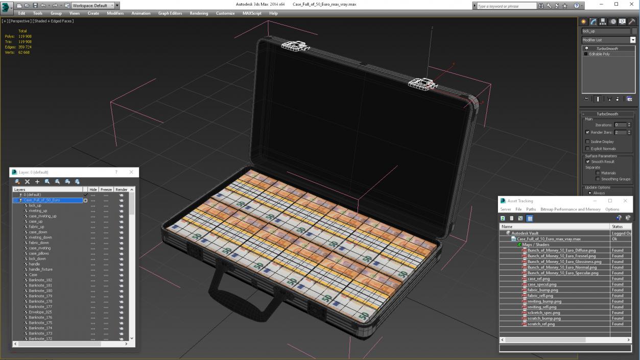 3D model Case Full of 50 Euro