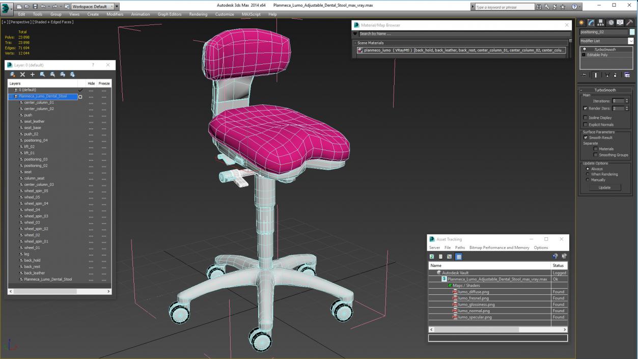 Planmeca Lumo Adjustable Dental Stool 3D