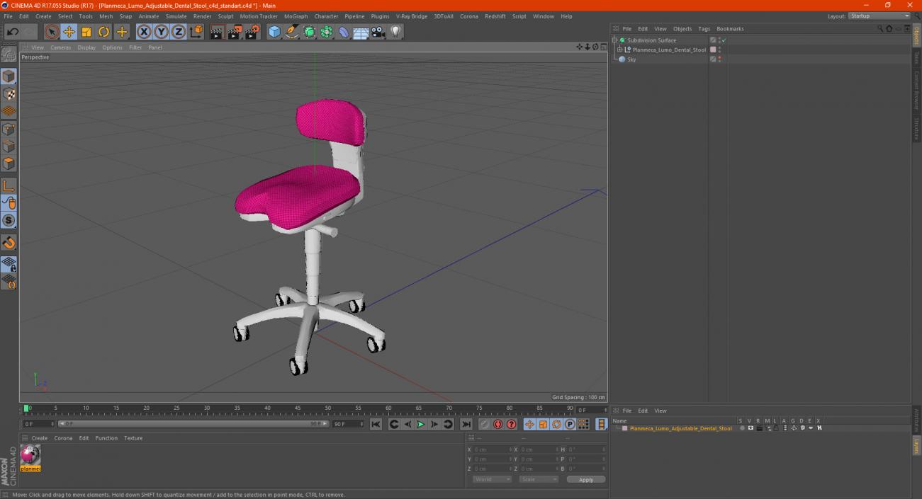 Planmeca Lumo Adjustable Dental Stool 3D