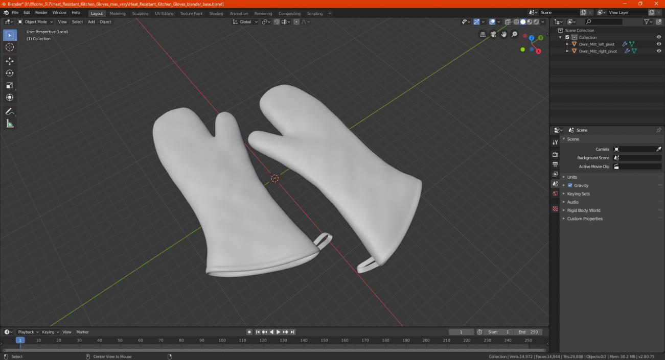 Heat Resistant Kitchen Gloves 3D model