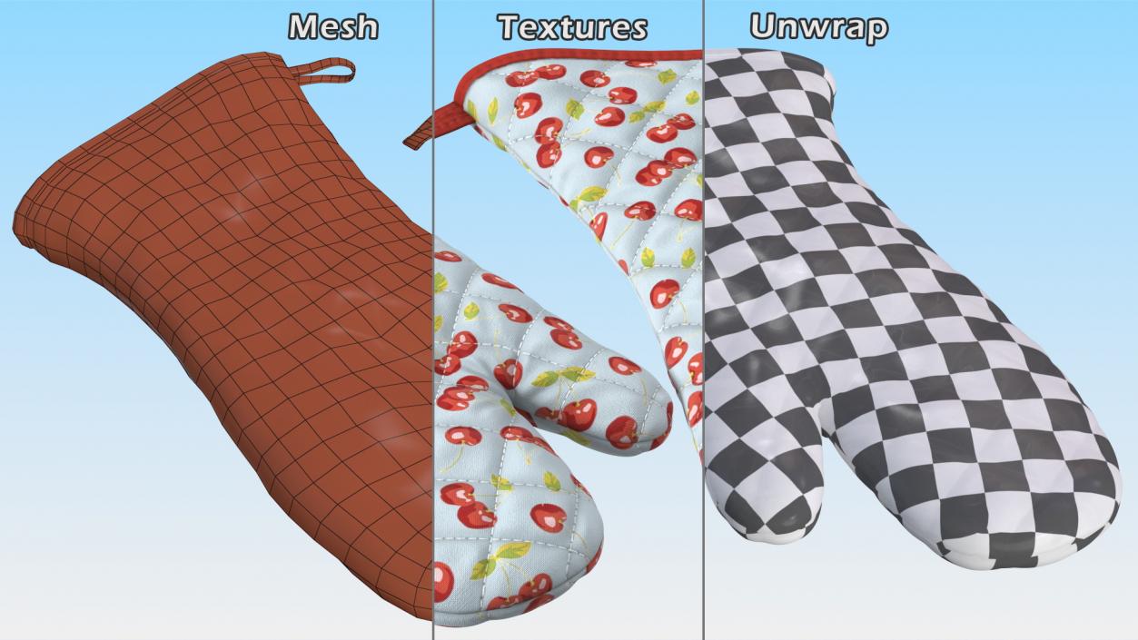 Heat Resistant Kitchen Gloves 3D model