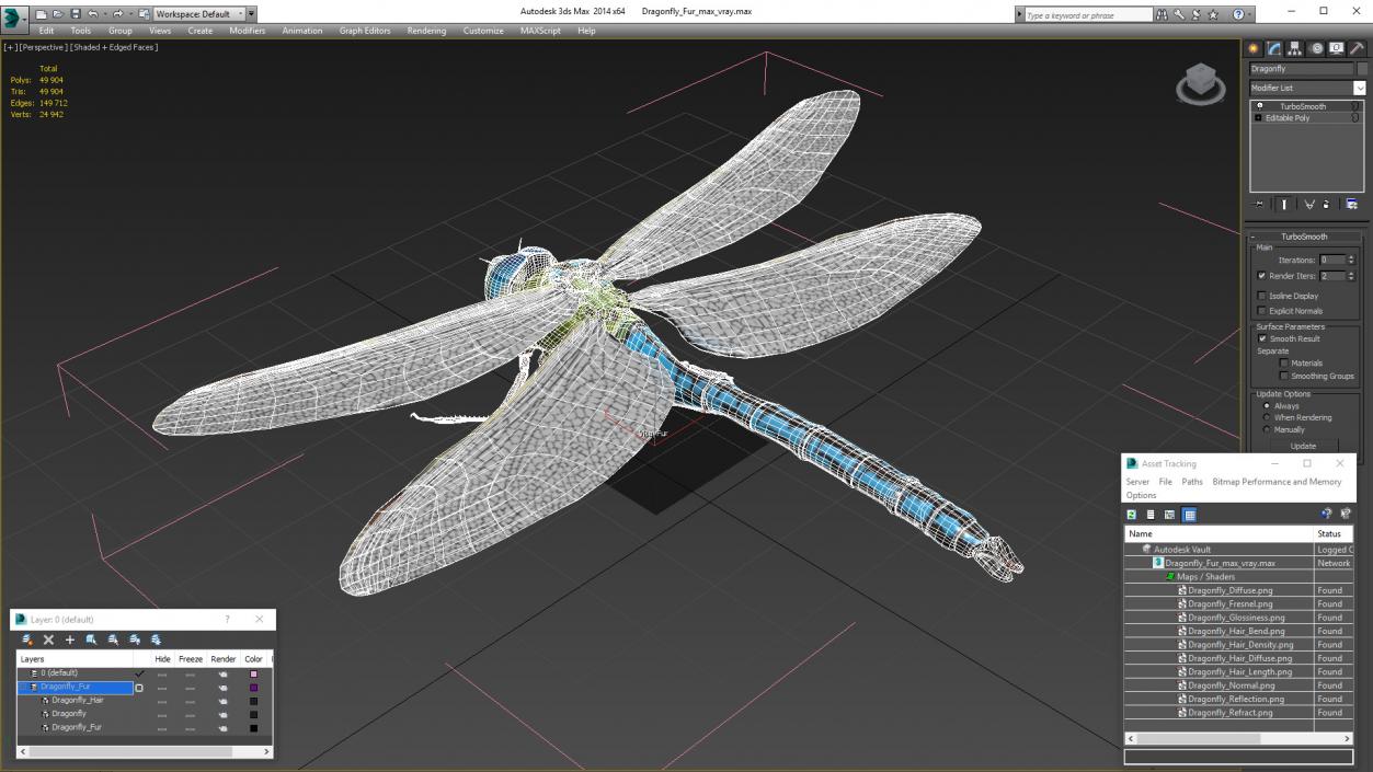 3D Dragonfly Fur model