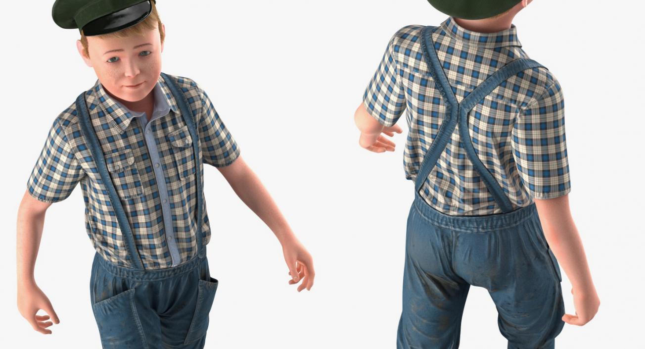 3D model Vintage Child Boy Walking Pose