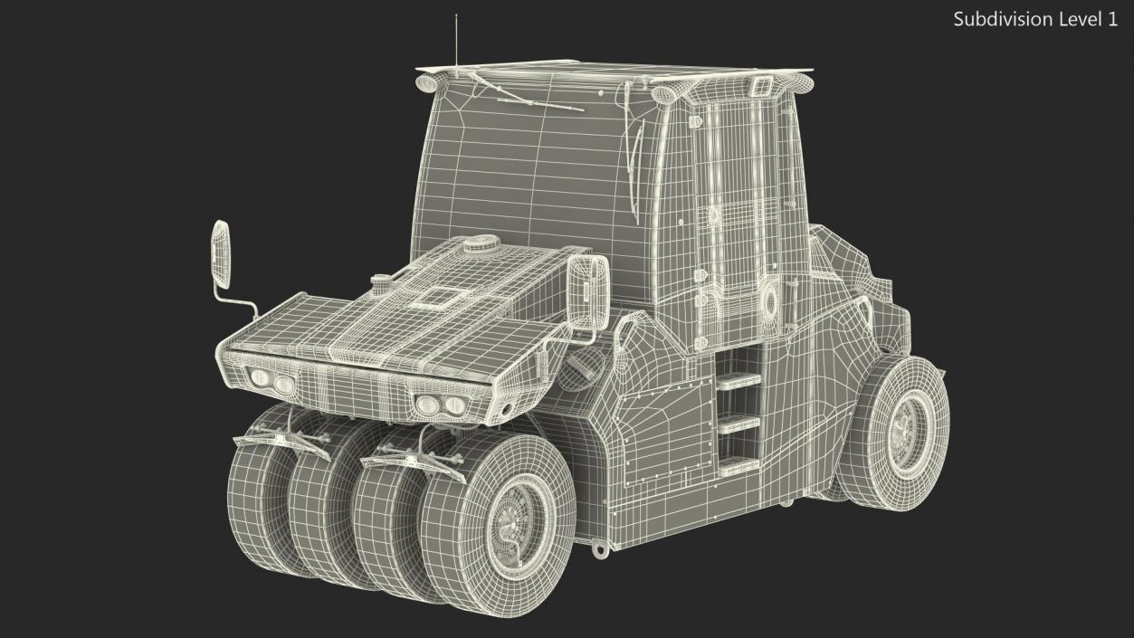 Pneumatic Tyred Roller Compactor Rigged 3D model